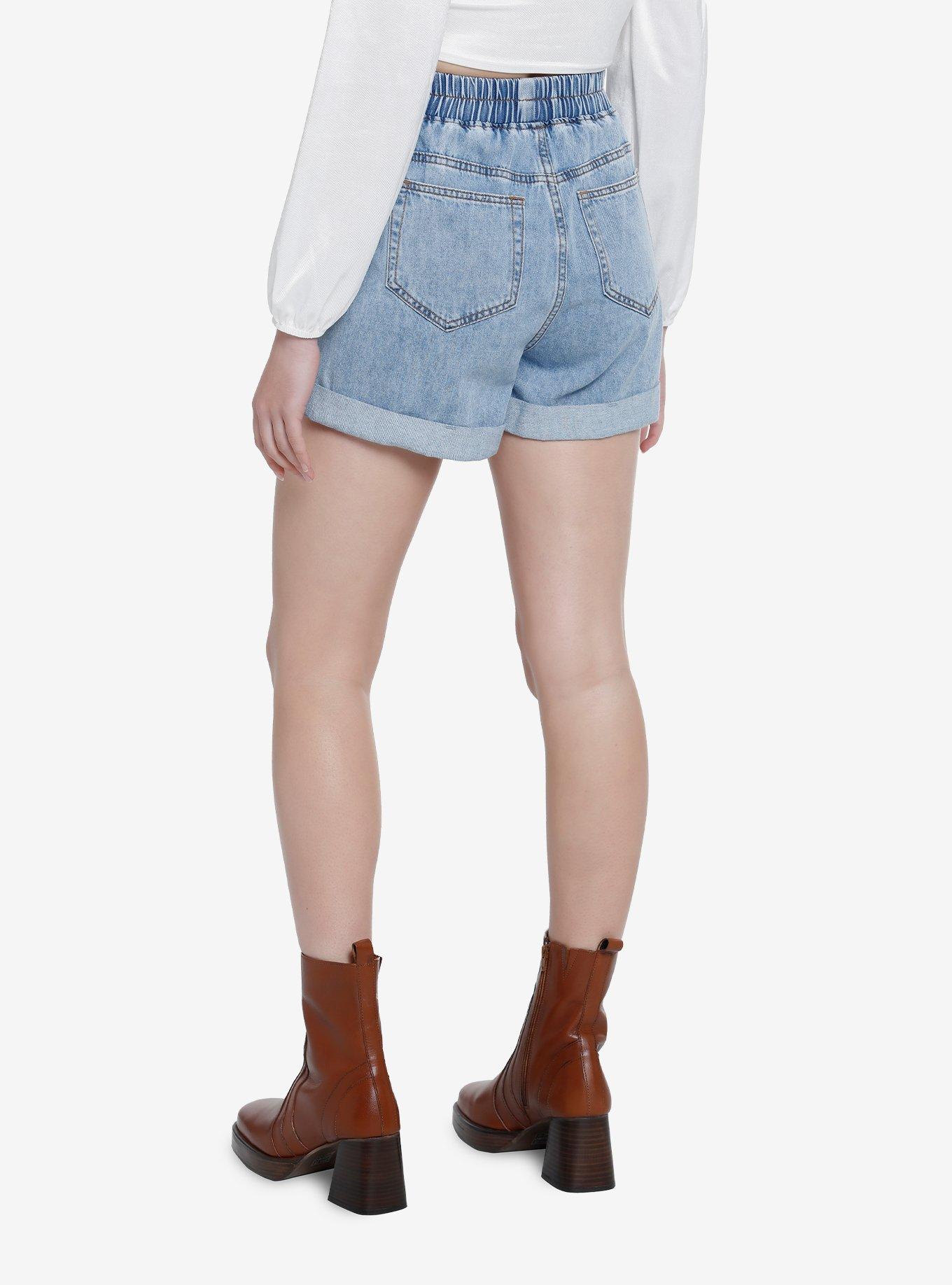 Sweet Society Teddy Bears Embroidered Mom Shorts, INDIGO, alternate