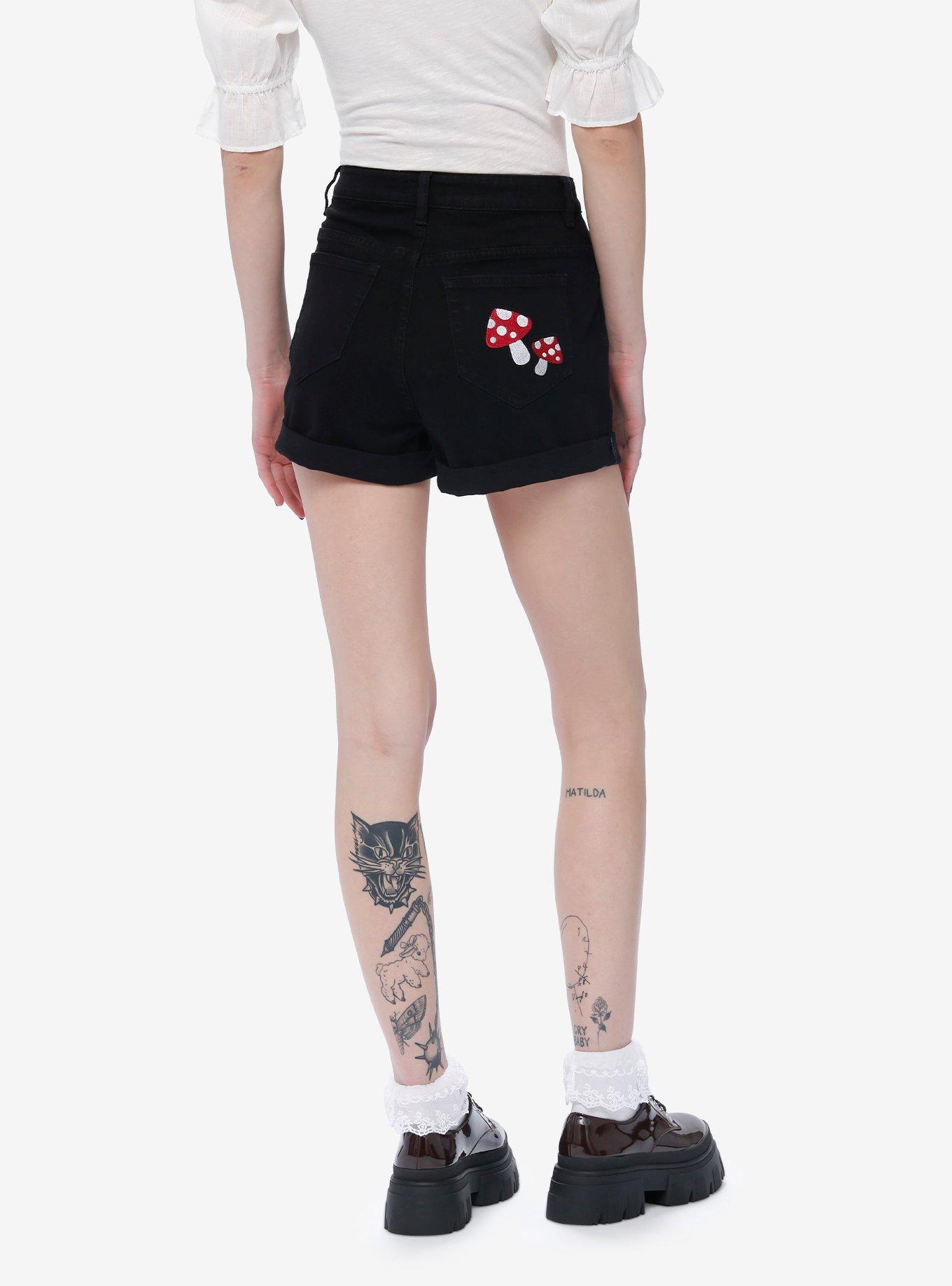 Black Mushroom Mom Shorts, BLACK, alternate