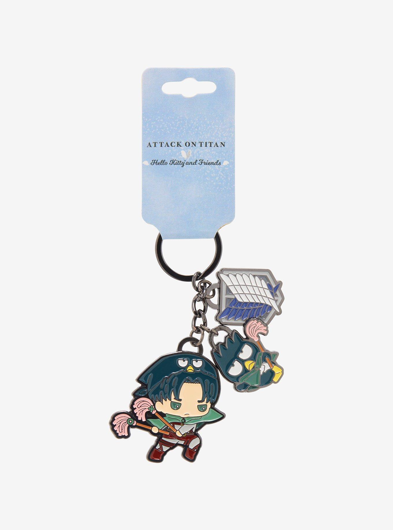 Sanrio Hello Kitty and Friends x Attack on Titan Badtz Maru & Levi Multi Charm Keychain - BoxLunch Exclusive, , alternate