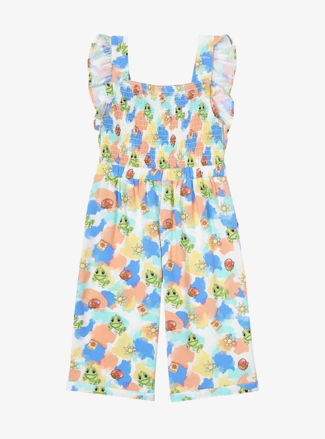 Disney Tangled Rapunzel Watercolor Allover Print   Toddler Ruffle Romper - BoxLunch Exclusive, , hi-res