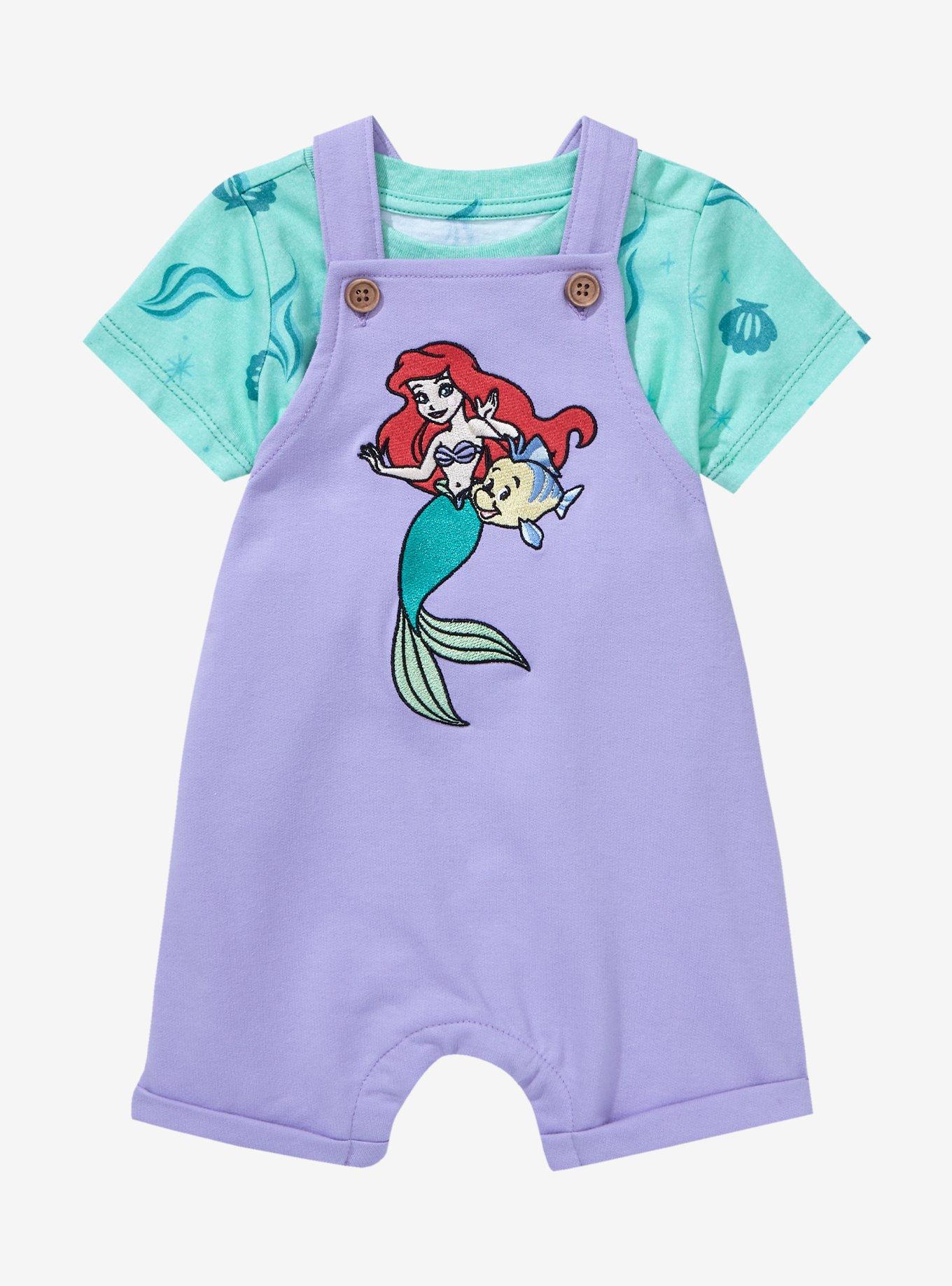 Disney The Little Mermaid Ariel & Flounder Infant Overall Set - BoxLunch Exclusive, LIGHT PURPLE, alternate