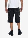 Contrast Grommet Strap Cargo Shorts, BLACK, alternate