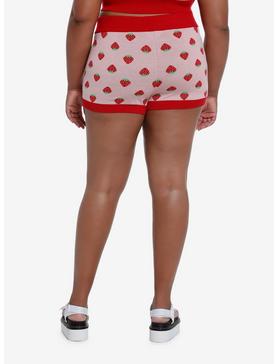 Strawberry Intarsia Knit Shorts Plus Size, , hi-res