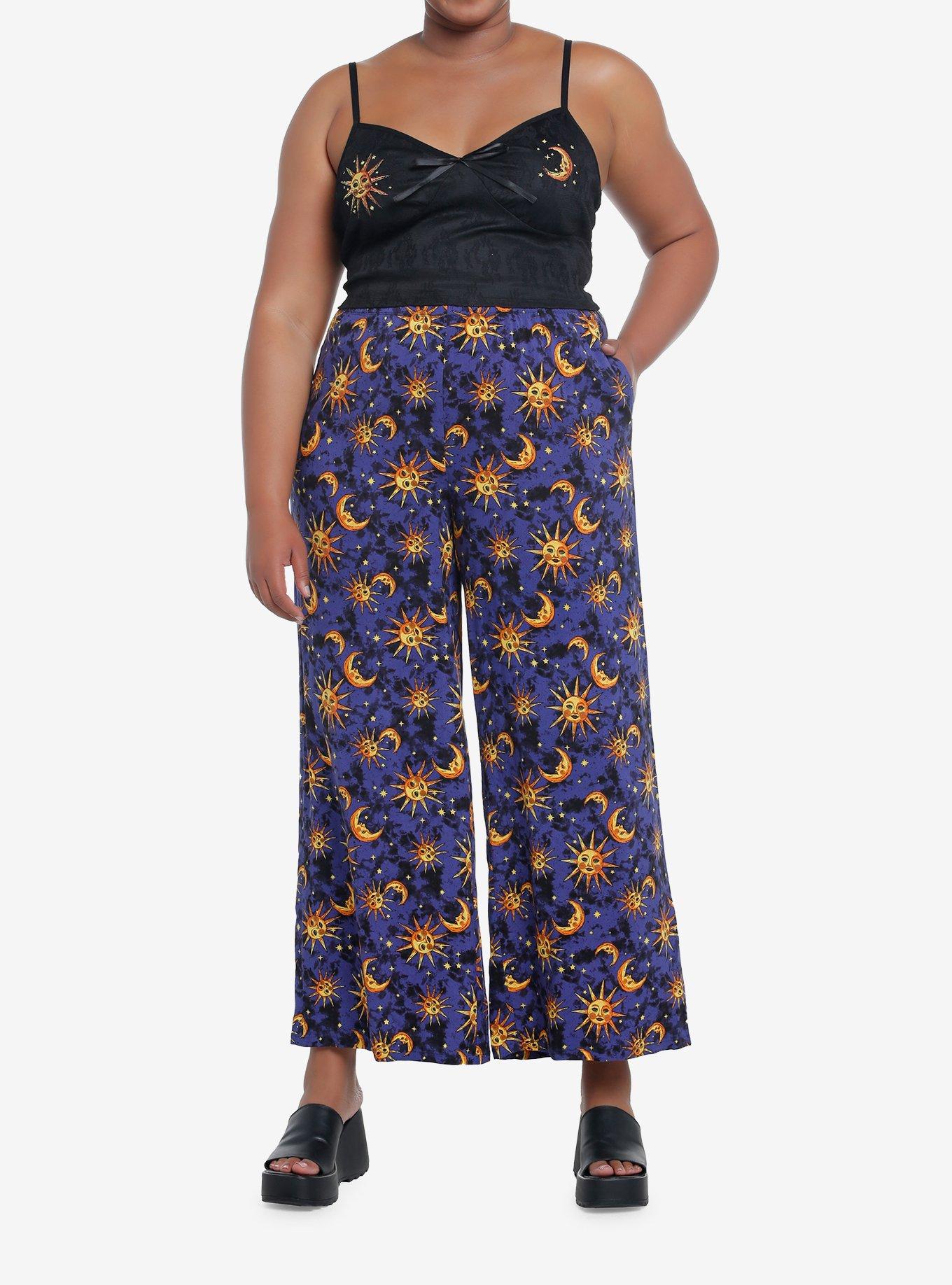 Celestial Sun & Moon Wide Leg Pants Plus Size