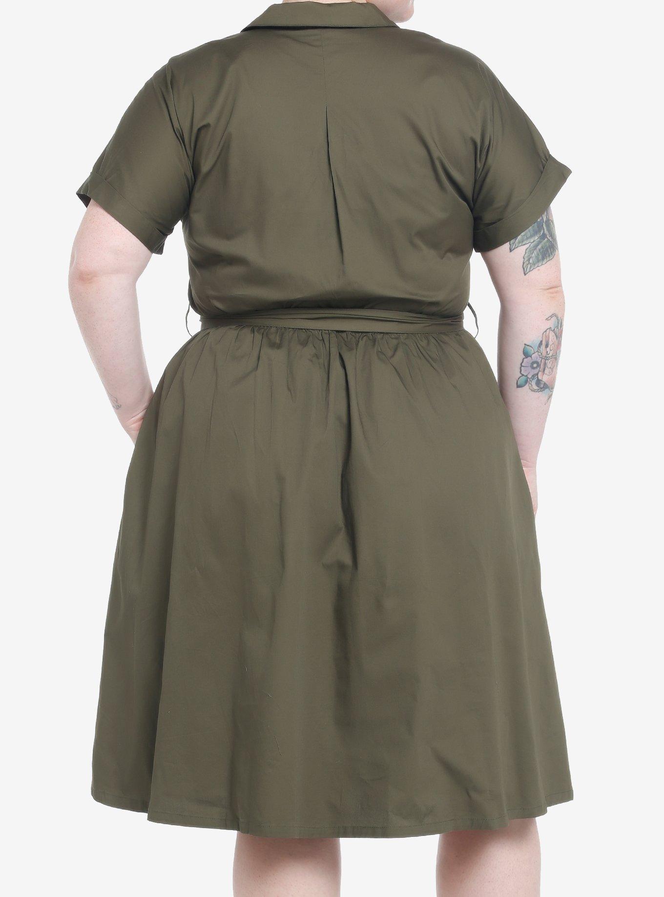 Her Universe Star Wars Leia Endor Cargo Dress Plus Size Her Universe Exclusive, GREEN  OLIVE, alternate