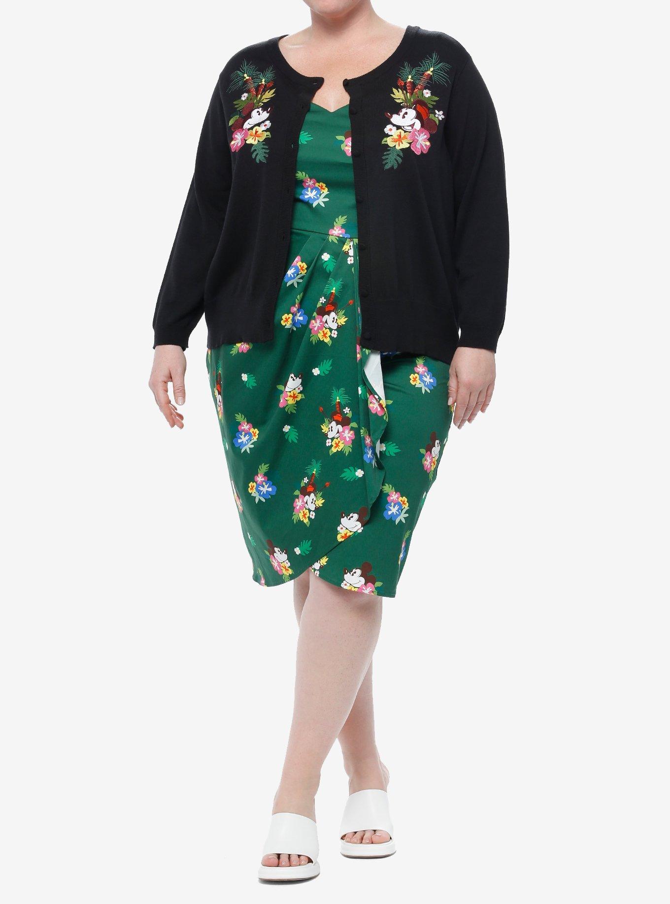 Her Universe Disney Mickey Mouse & Minnie Mouse Tropical Cardigan Plus Size Her Universe Exclusive, BLACK FLORAL, alternate