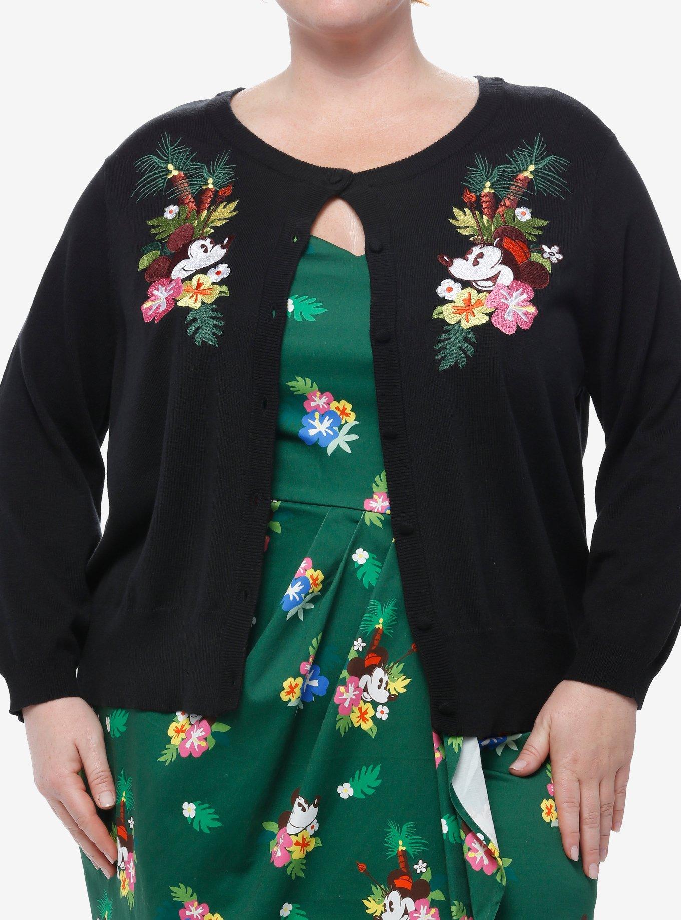 Her Universe Disney Mickey Mouse & Minnie Mouse Tropical Cardigan Plus Size Her Universe Exclusive, BLACK FLORAL, alternate