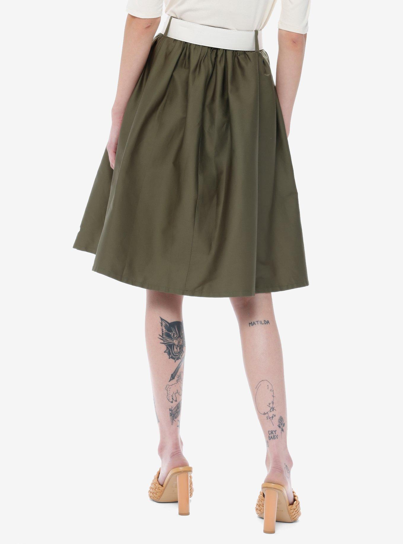 Her Universe Jurassic World Blue Retro Belt Midi Skirt Her Universe Exclusive, DARK GREEN, alternate