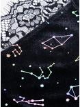 Cosmic Aura Rainbow Constellations Velvet Skater Dress, BLACK, alternate