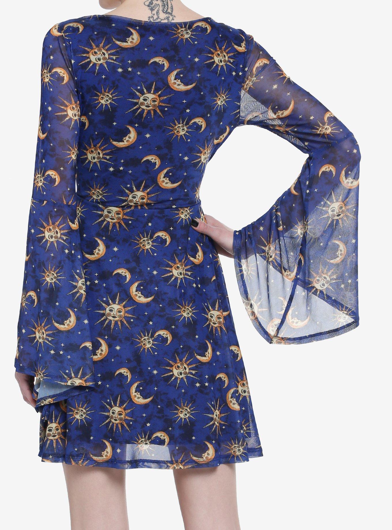 Cosmic Aura Celestial Bell Sleeve Dress, CELESTIAL, alternate