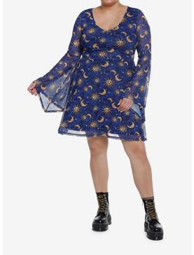 Cosmic Aura Celestial Bell Sleeve Dress Plus Size, , hi-res
