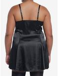 Social Collision Black Satin Slip Dress Plus Size, BLACK, alternate