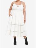 Cream Textured Cami Midi Dress Plus Size, CLOUD DANCER, alternate