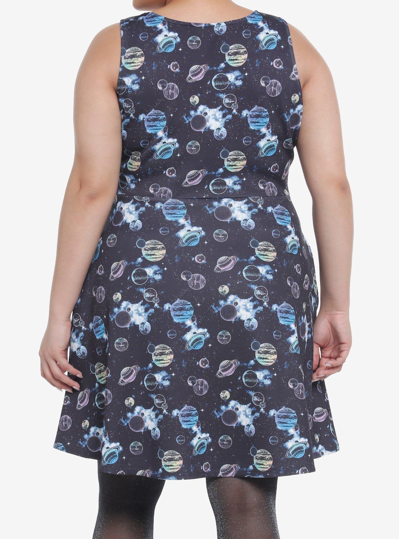 Pastel Planets Dress Plus Size, MULTI, alternate
