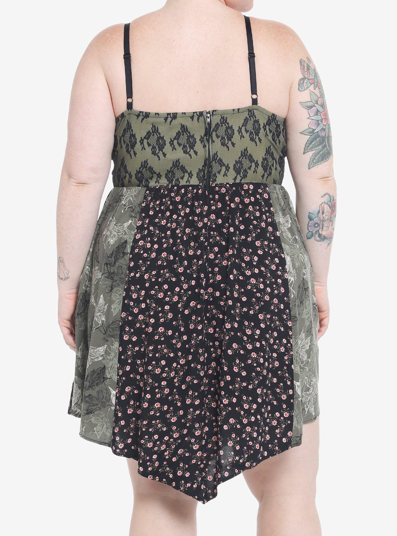 Skeleton Fairy Flower Patchwork Cami Dress Plus Size, MULTI, alternate