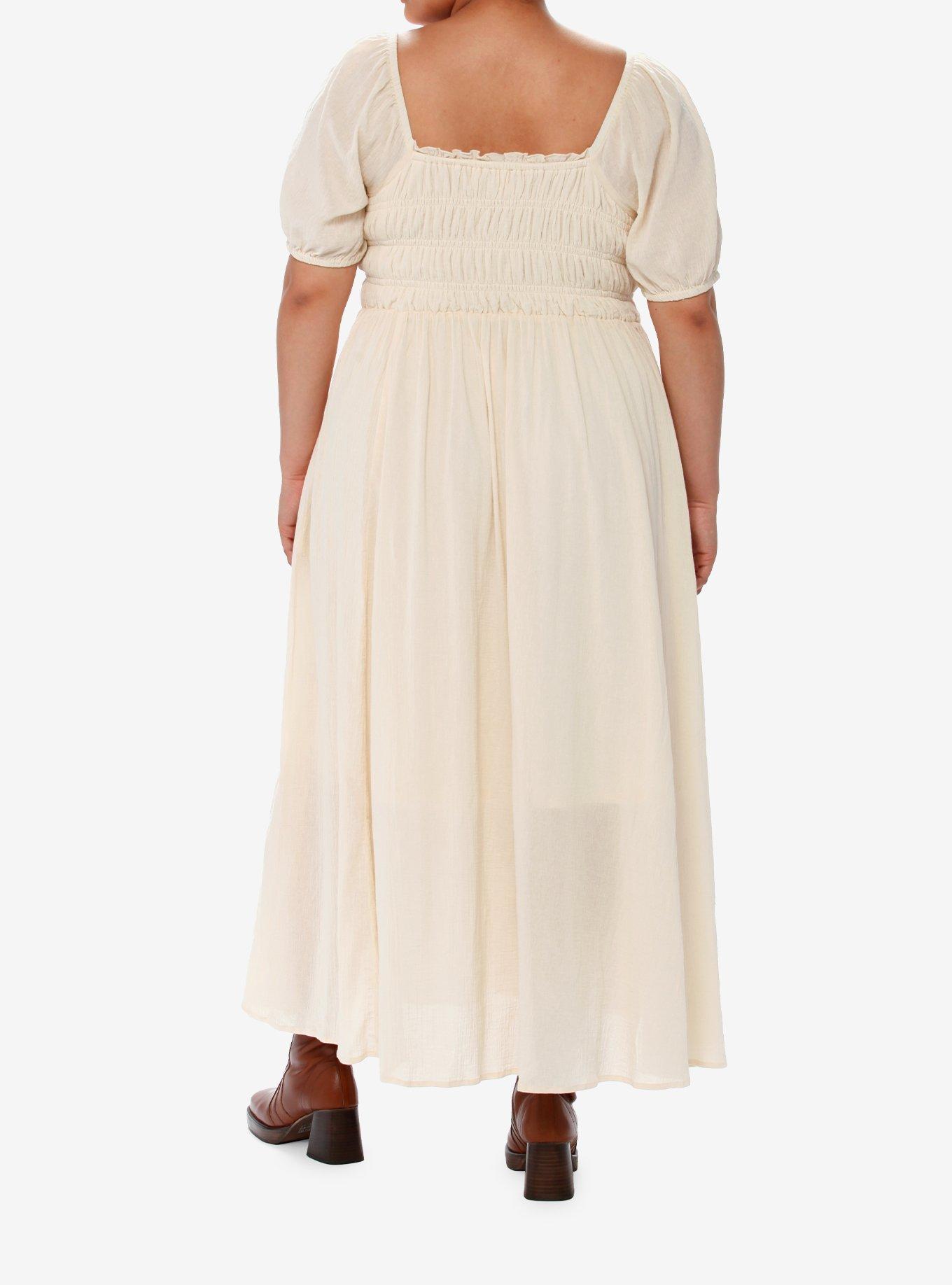 Thorn & Fable Ivory Smocked Maxi Dress Plus Size, CLOUD DANCER, alternate