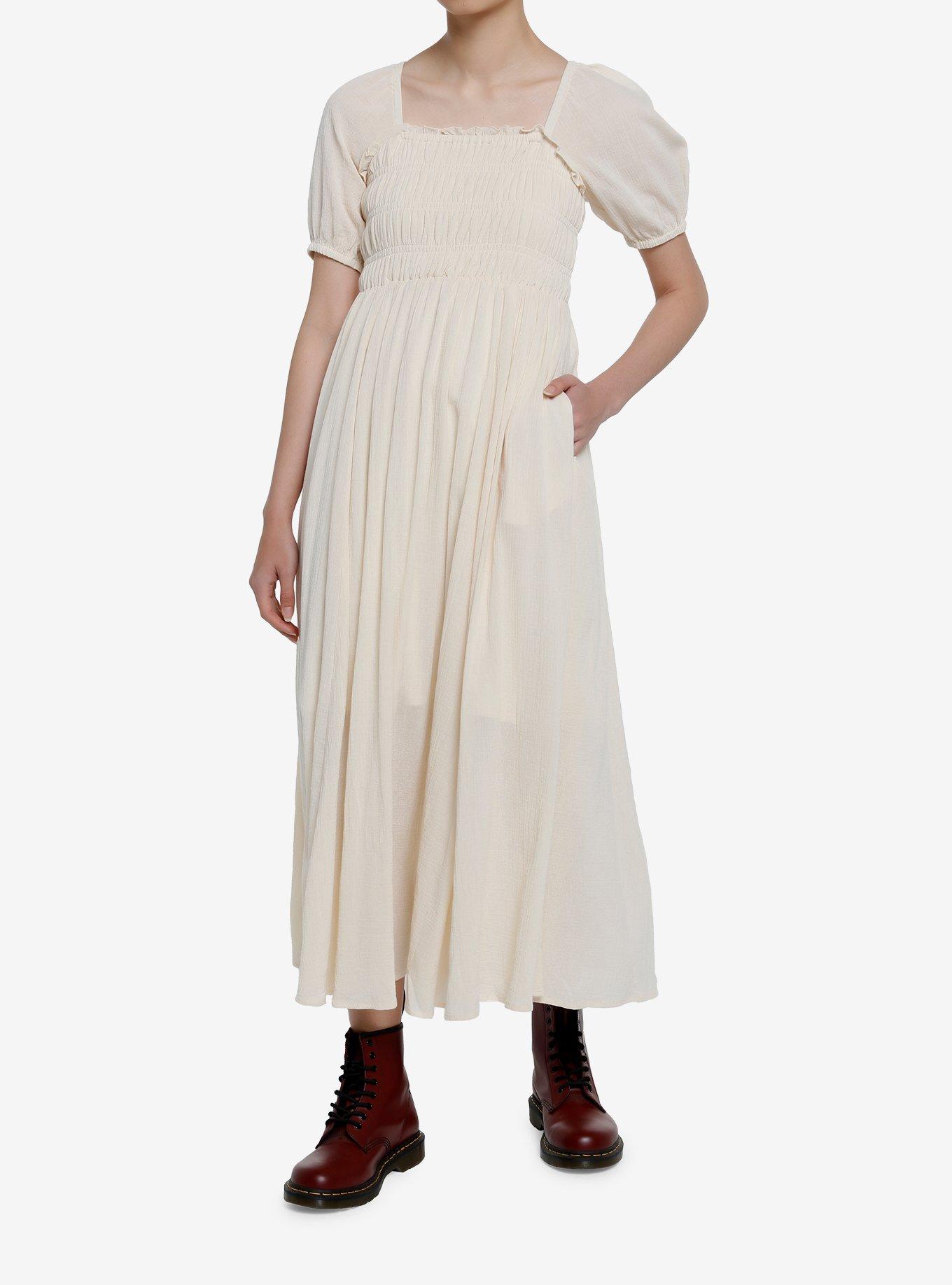 Thorn & Fable Ivory Smocked Maxi Dress, CLOUD DANCER, alternate