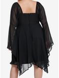 Cosmic Aura Black Lace-Up Bell Sleeve Dress Plus Size, BLACK, alternate