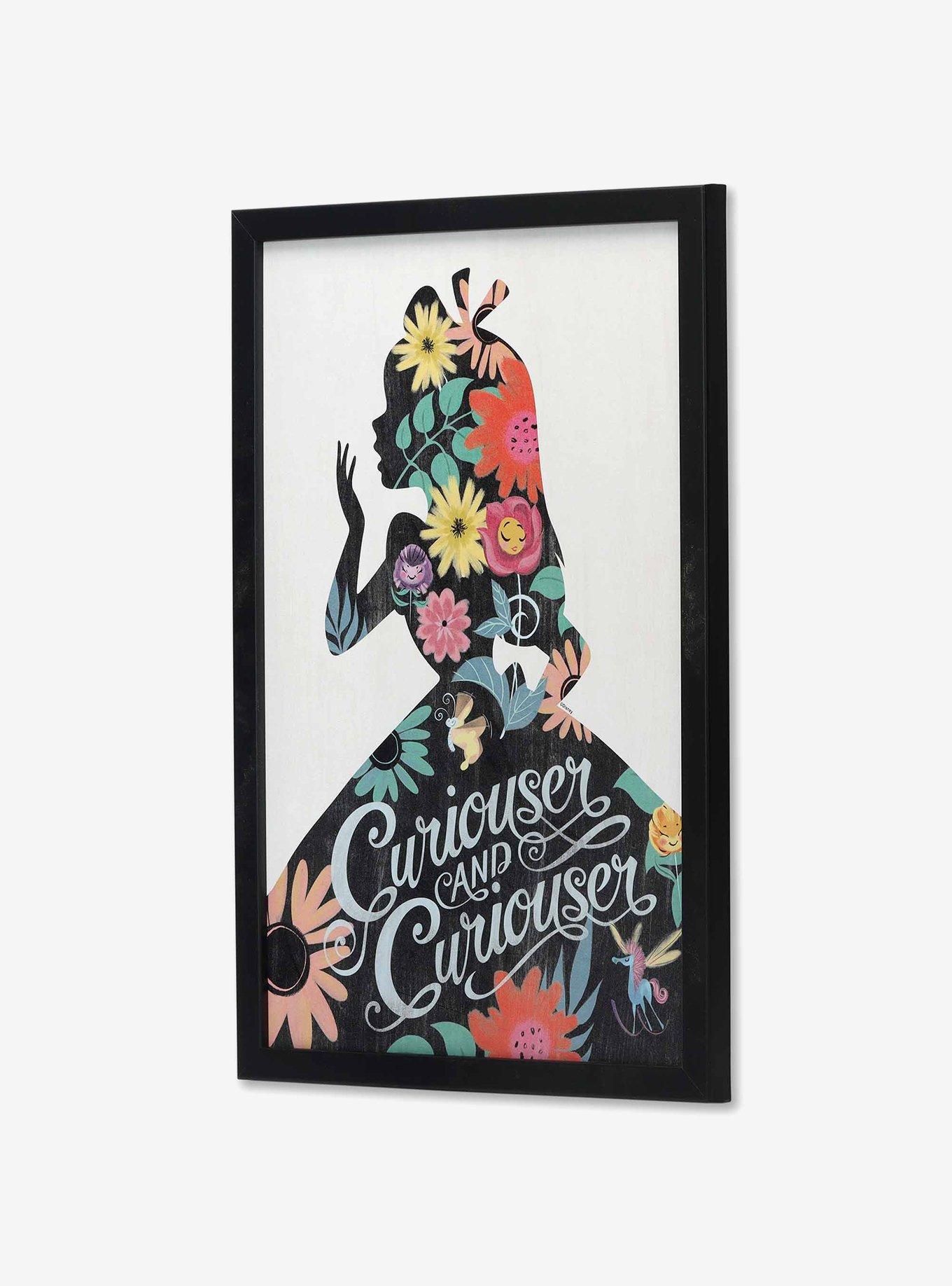 Disney Alice in Wonderland Curiouser and Curiouser Floral Framed Wood Wall Decor, , hi-res