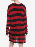Social Collision Red & Black Distressed Sweater Dress, STRIPES - RED, alternate