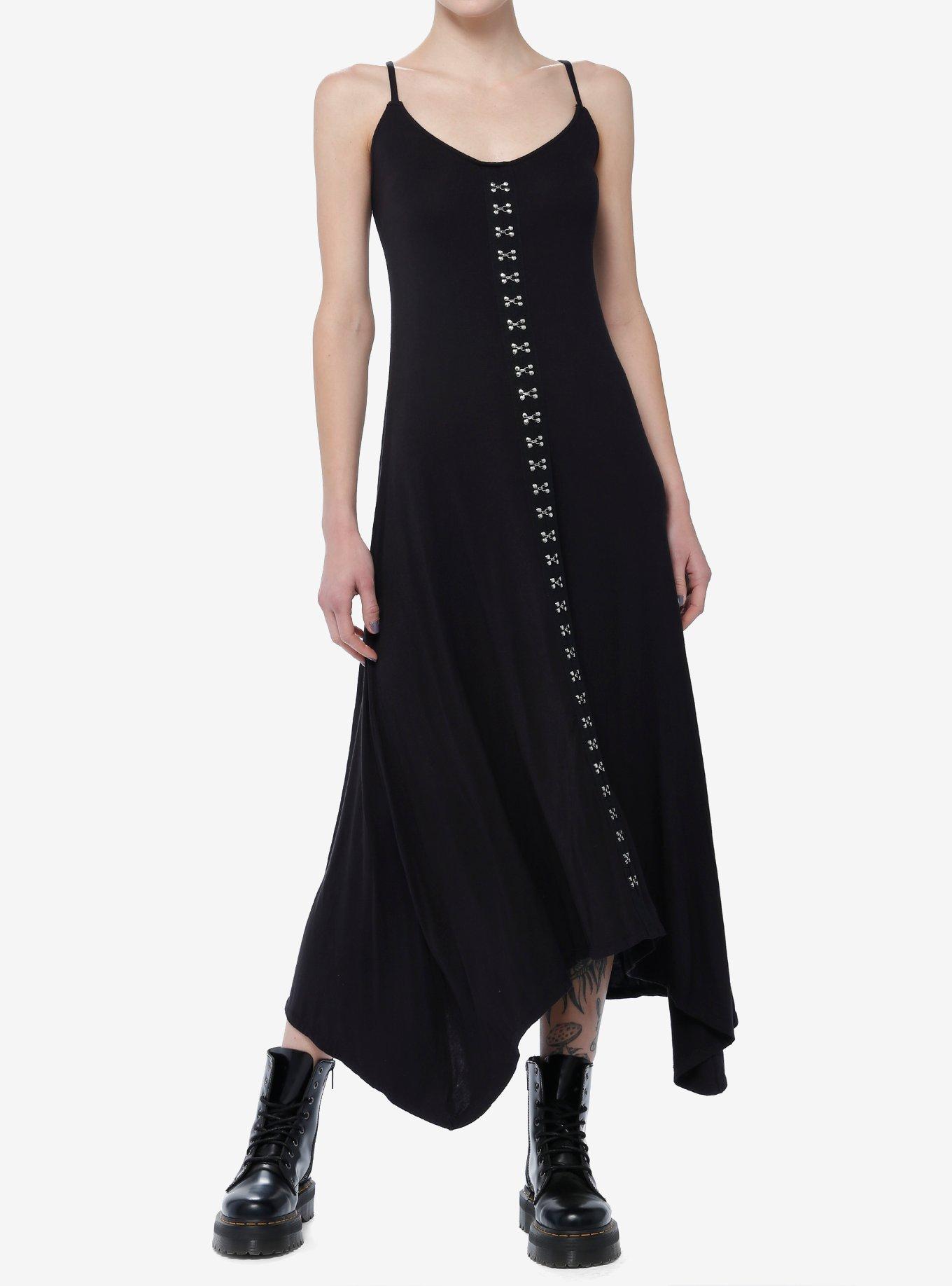 Black Hook-And-Eye Shark Bite Maxi Dress, BLACK, alternate