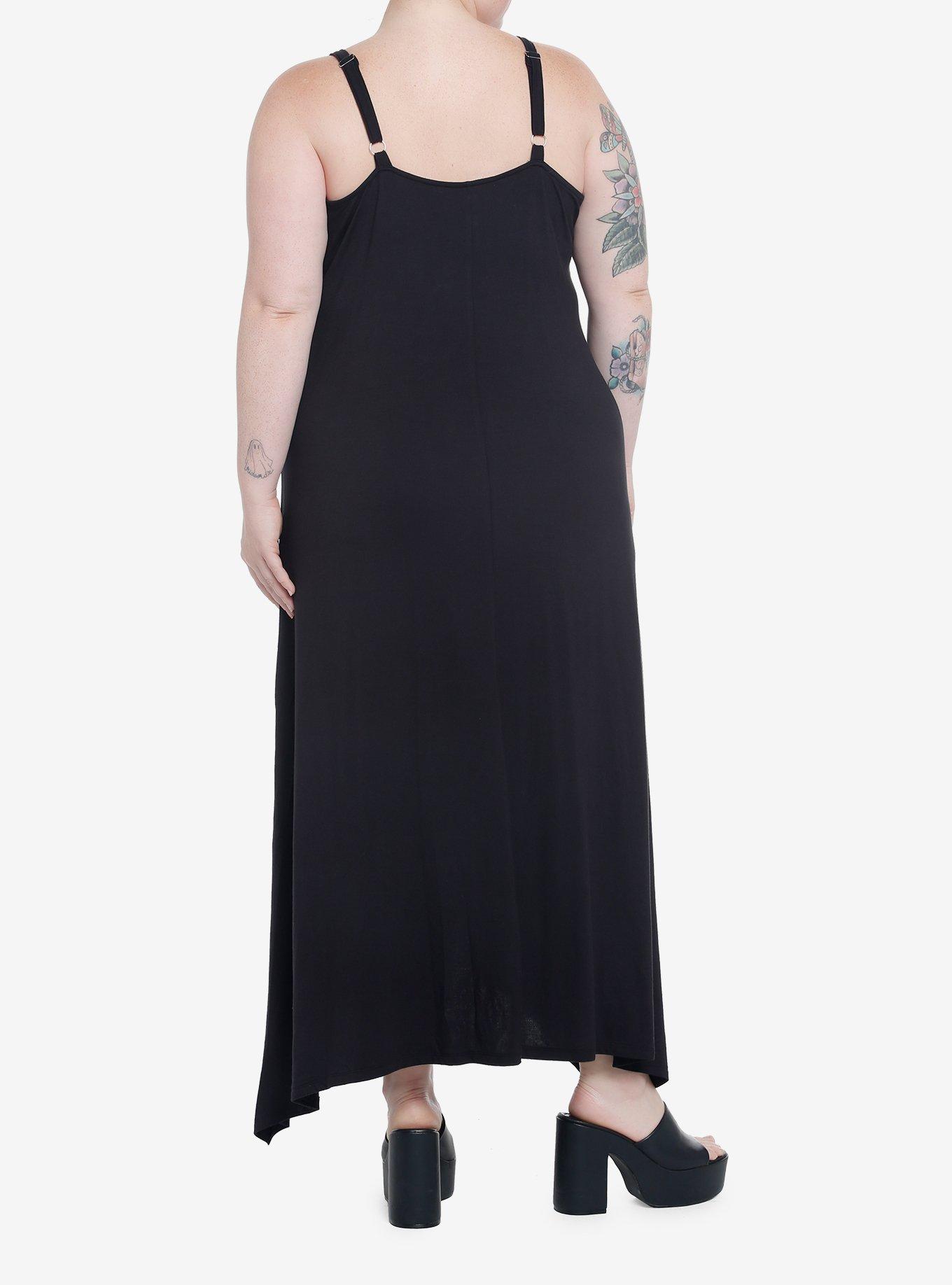 Black Hook-And-Eye Shark Bite Maxi Dress Plus Size, BLACK, alternate
