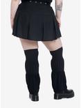 Black Pleated Mini Skirt With Leg Warmers Plus Size, BLACK, alternate