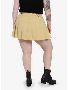 Khaki Pleated Mini Skirt Plus Size, , hi-res