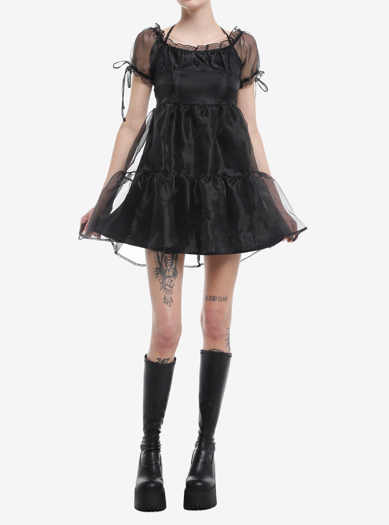 Thorn & Fable&reg; Black Organza Tiered Dress, , hi-res