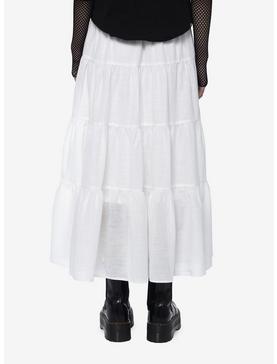 Thorn & Fable White Tiered Midi Skirt, , hi-res