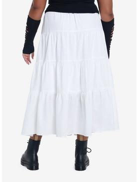 Plus Size Thorn & Fable White Tiered Midi Skirt Plus Size, , hi-res