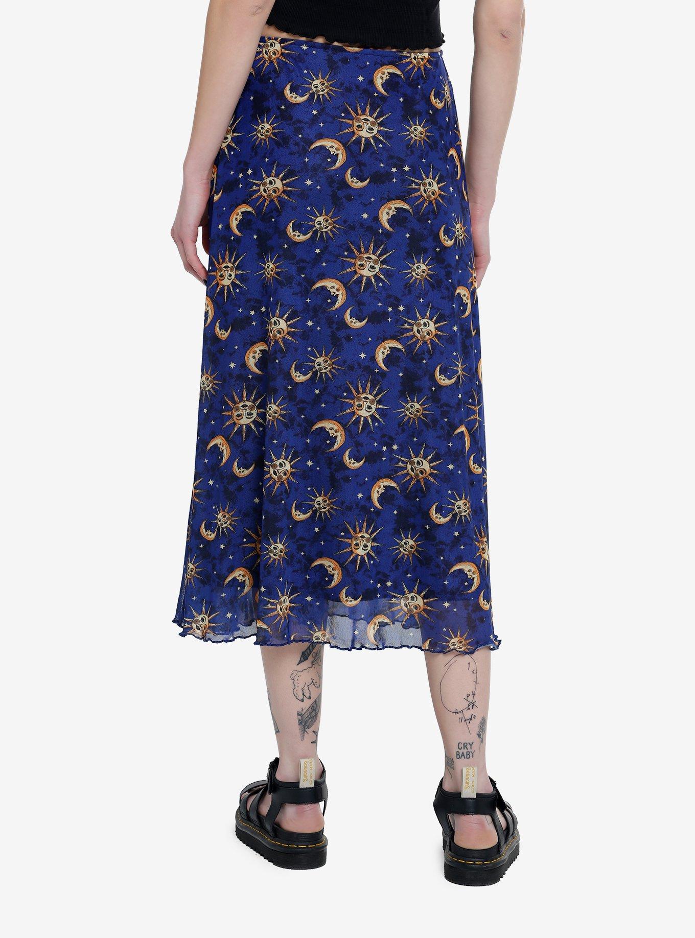 Cosmic Aura Blue Celestial Midi Skirt, CELESTIAL, alternate