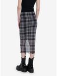 Social Collision Black Plaid Mesh Midi Skirt, PLAID - BLACK, alternate