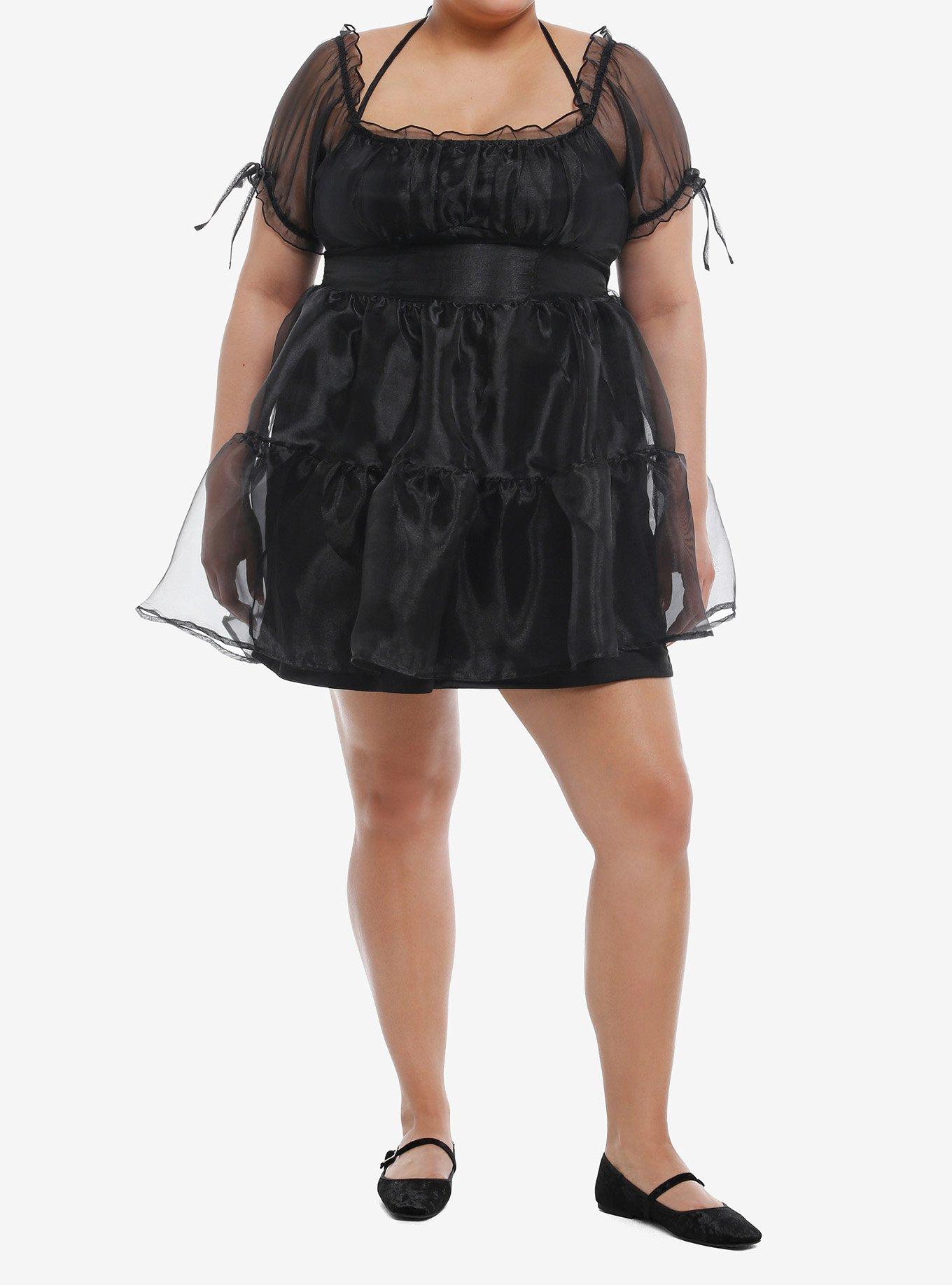 Thorn & Fable® Black Organza Tiered Dress Plus