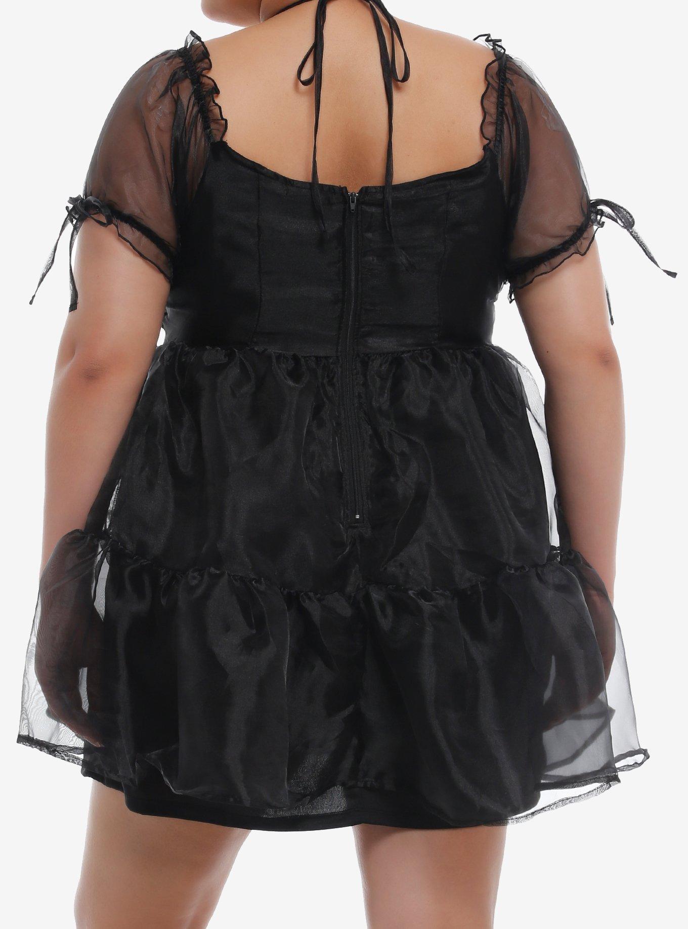 Thorn & Fable® Black Organza Tiered Dress Plus