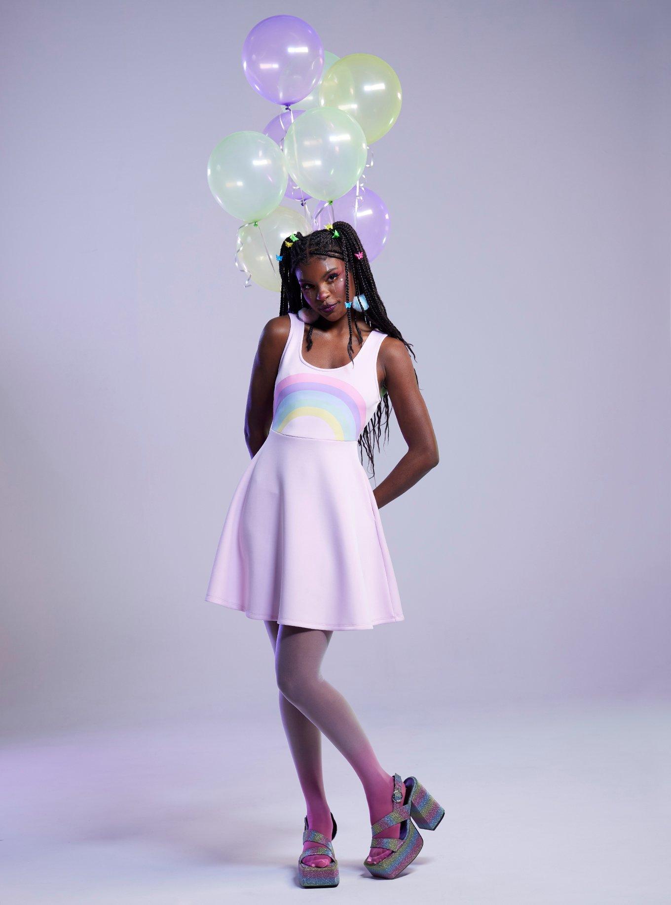 Sweet Society Pastel Rainbow Tank Dress, PINK, alternate