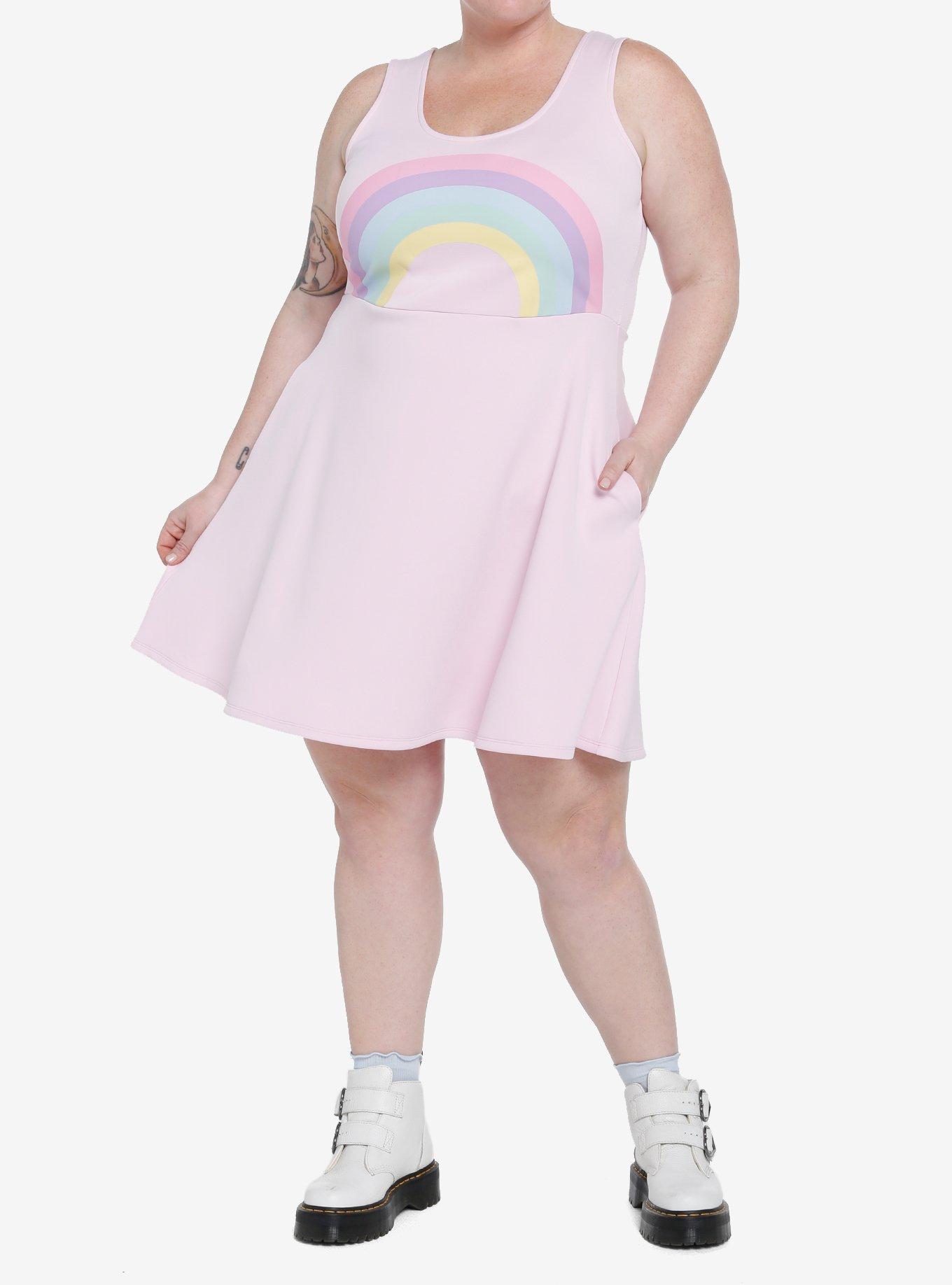 Sweet Society Pastel Rainbow Tank Dress Plus Size, PINK, alternate