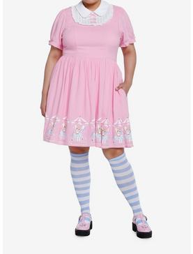 Plus Size Pink Clown Bear Carousel Bib Sweetheart Dress Plus Size, , hi-res