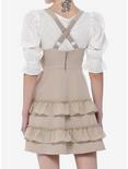 Coffee Lace-Up Tiered High-Waisted Suspender Skirt, BROWN, alternate