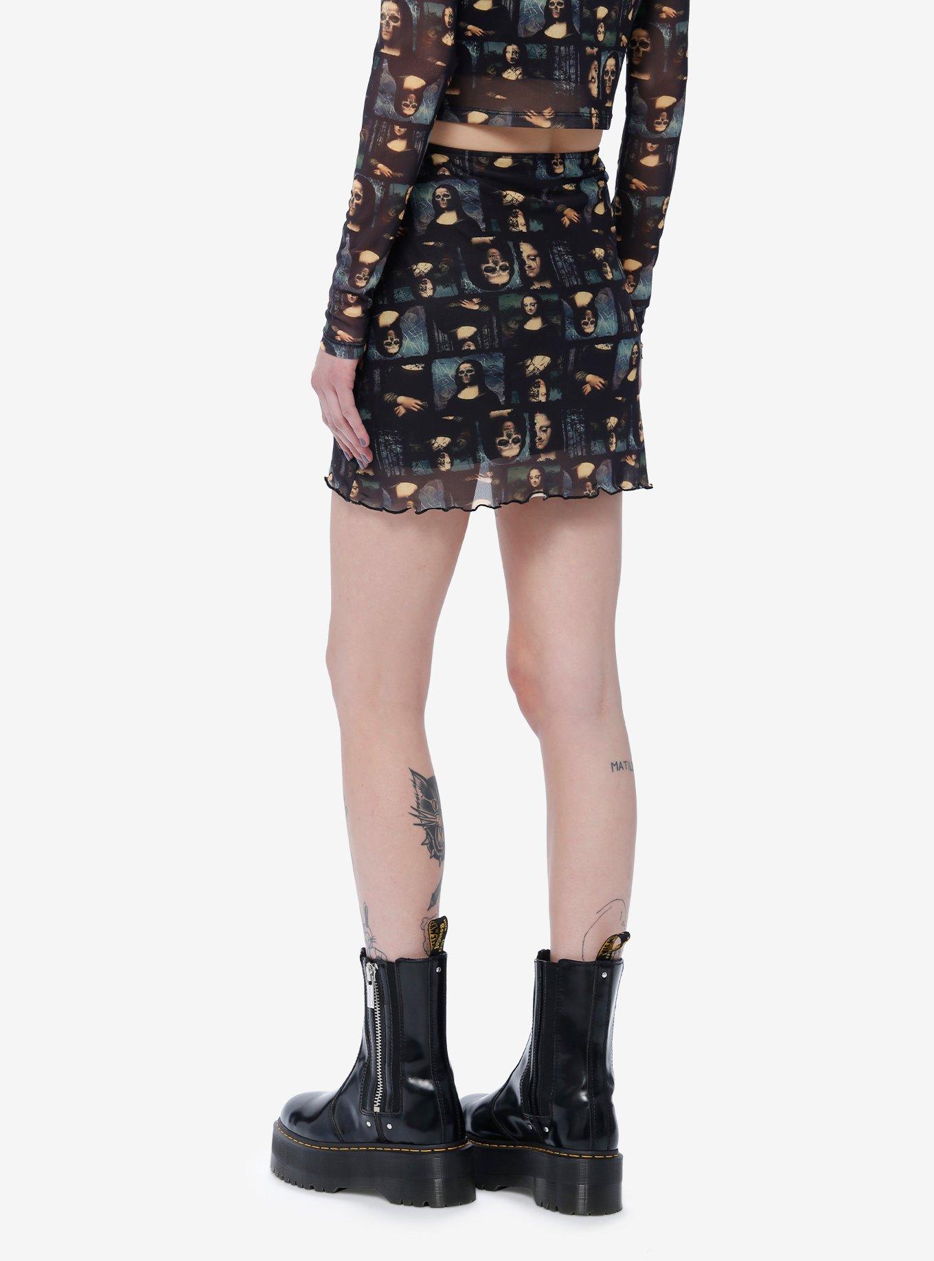 Social Collision Zombie Mona Lisa Mesh Skirt, MULTI, alternate