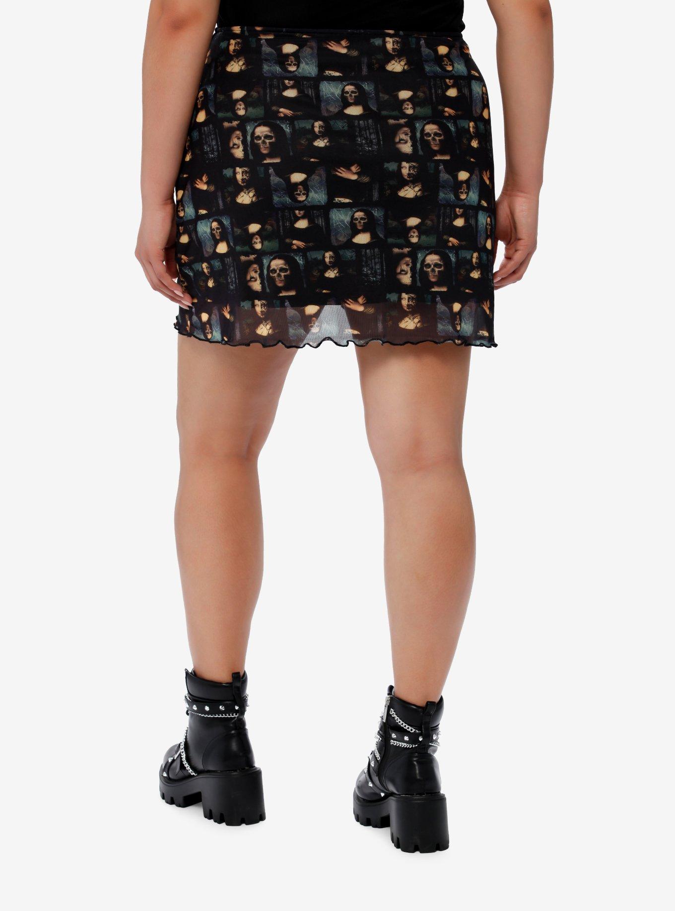 Social Collision Zombie Mona Lisa Mesh Skirt Plus Size, MULTI, alternate