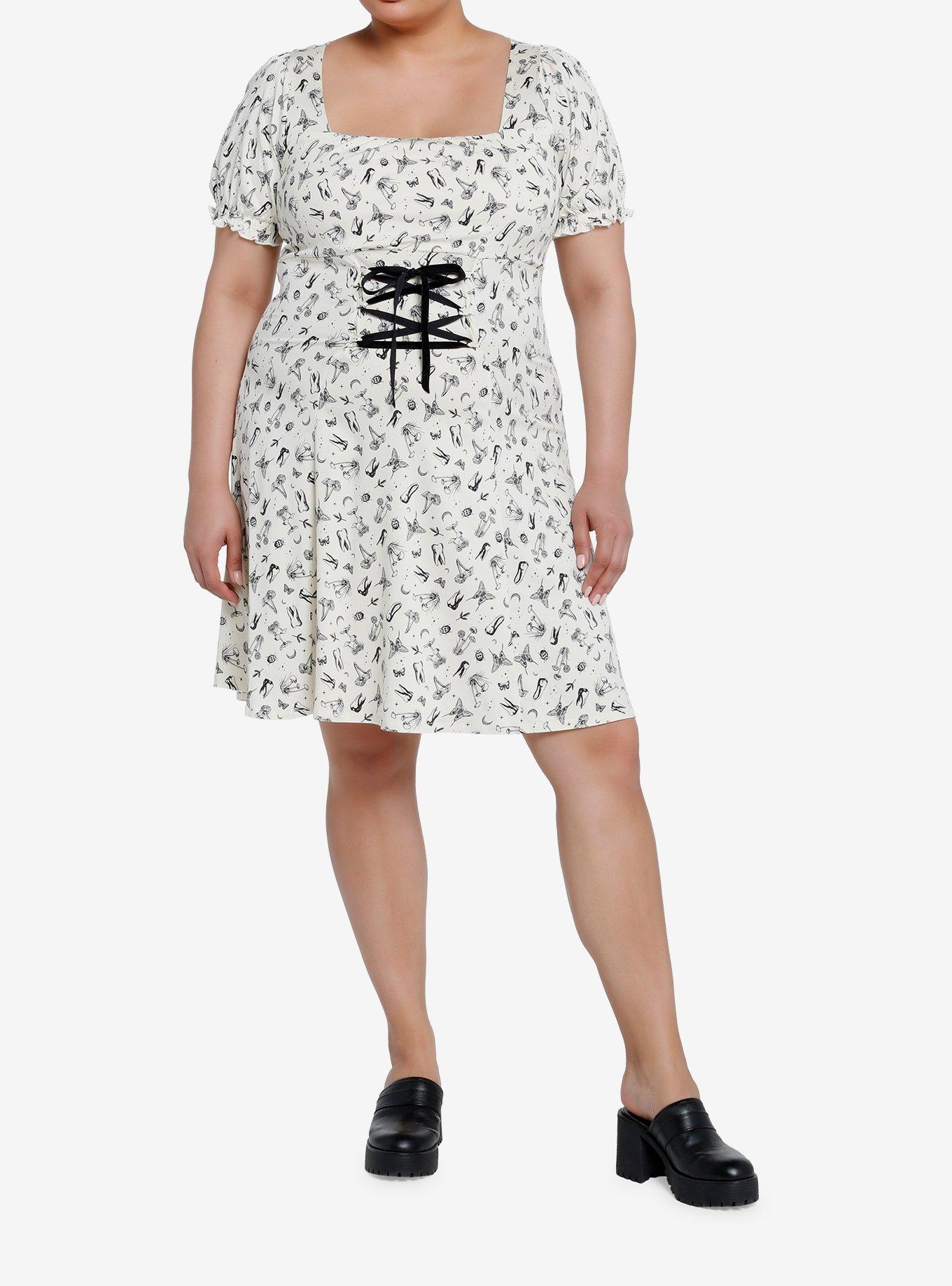 Thorn & Fable Mystical Icons Lace-Up Babydoll Dress, , hi-res