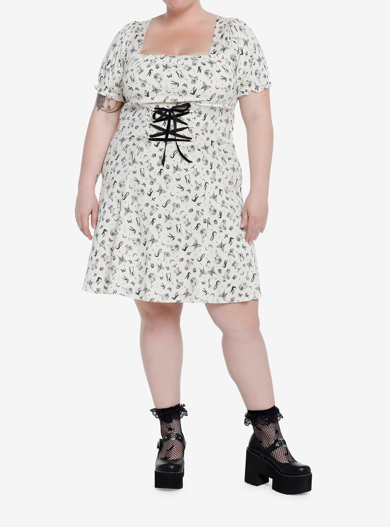 Thorn & Fable Mystical Icons Corset Babydoll Dress Plus Size, IVORY, alternate