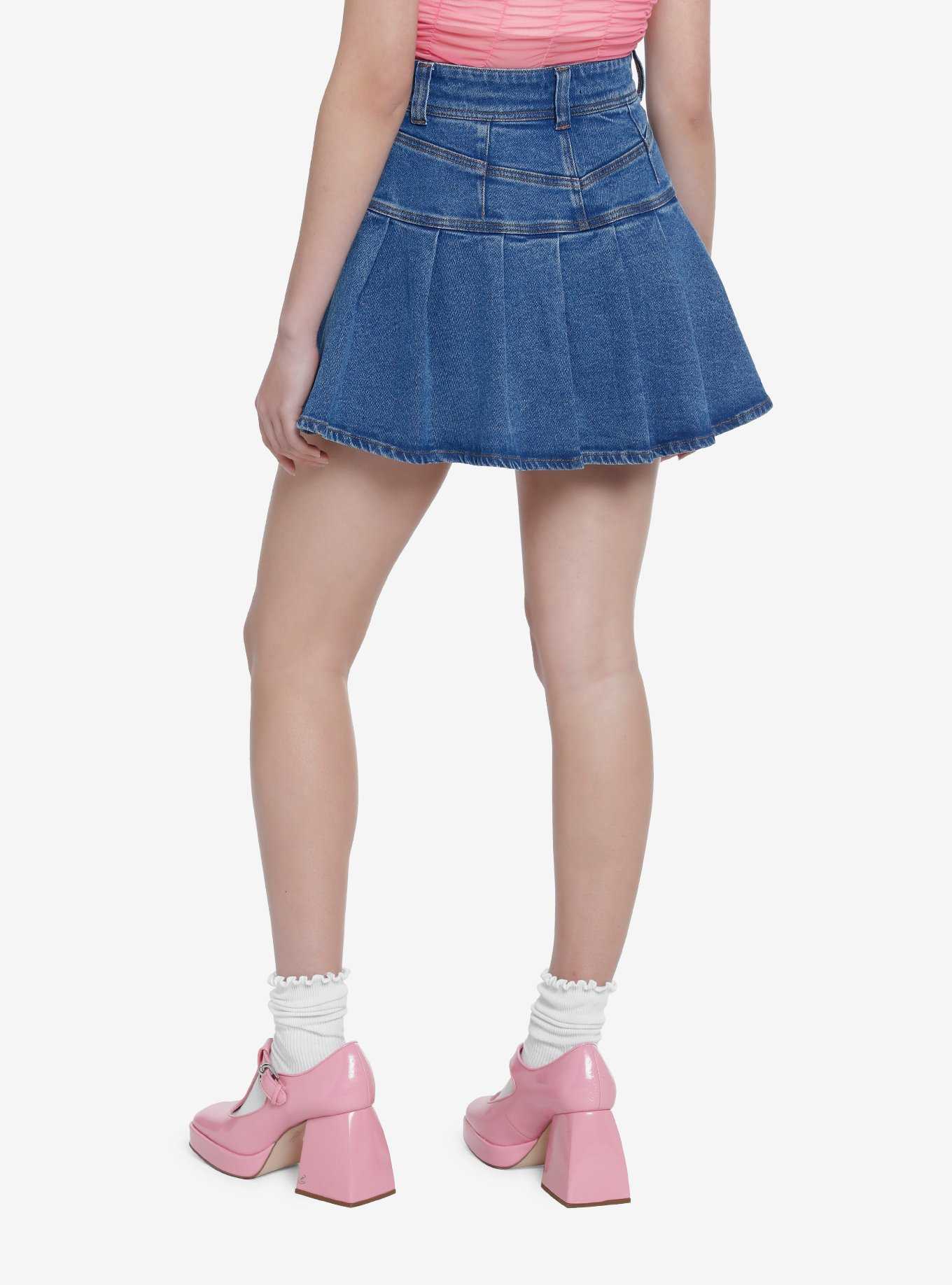 Sweet Society Pleated Denim Mini Skirt, , hi-res