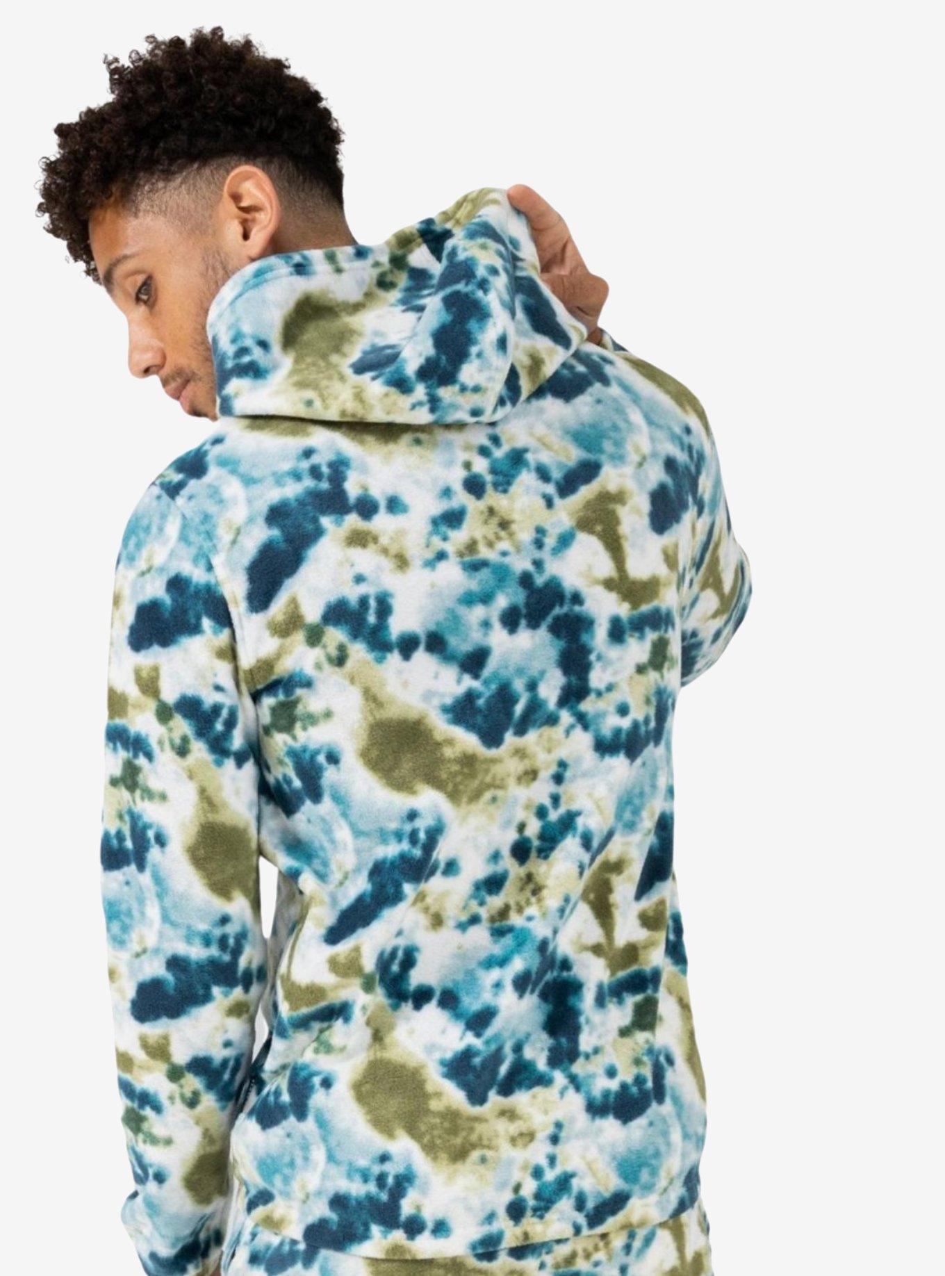 Aqua Tie Dye Polar Fleece Pullover Hoodie, MULTI, alternate