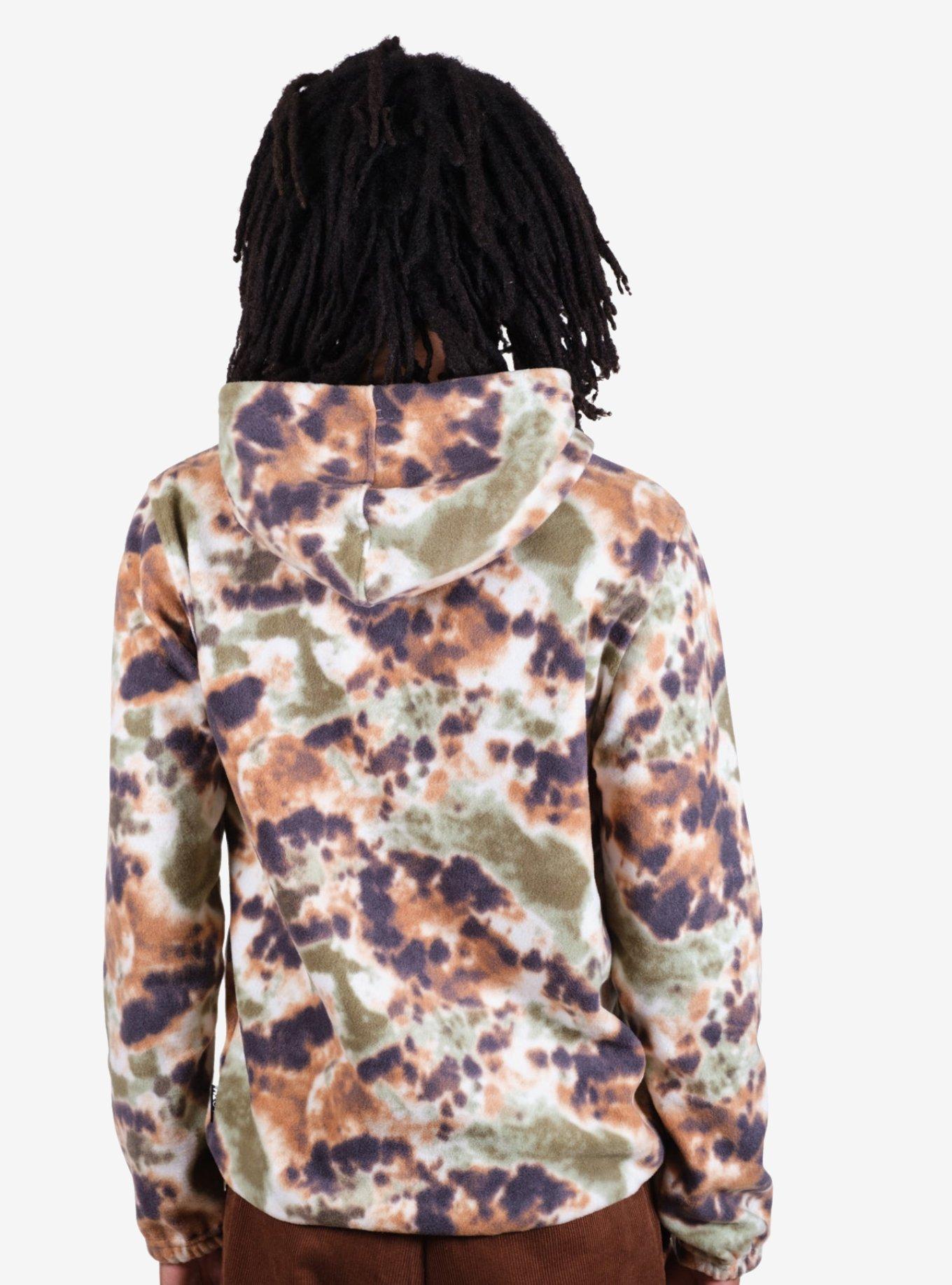 Earthy Tie Dye Polar Fleece Pullover Hoodie, MULTI, alternate