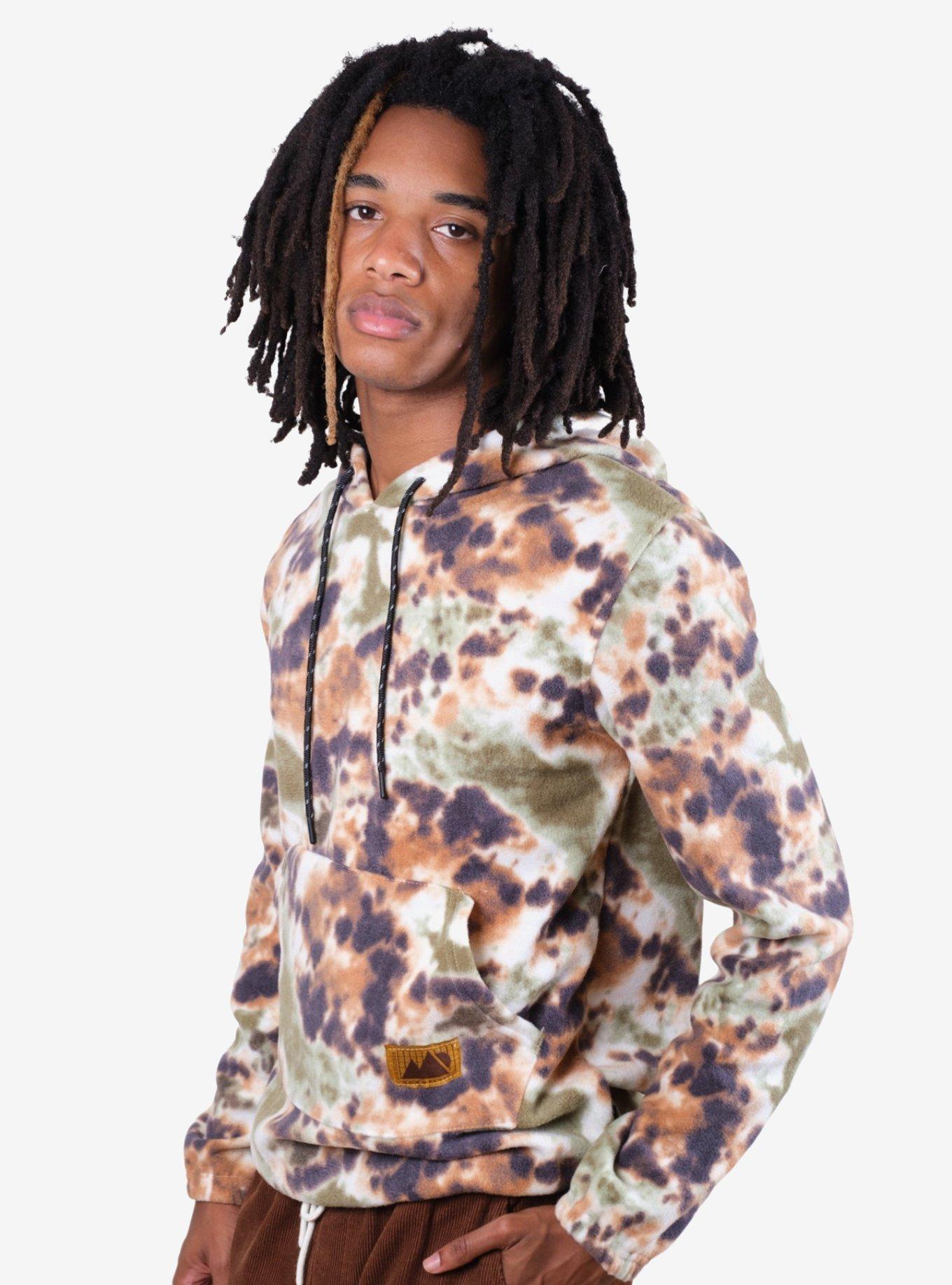 Earthy Tie Dye Polar Fleece Pullover Hoodie, MULTI, alternate