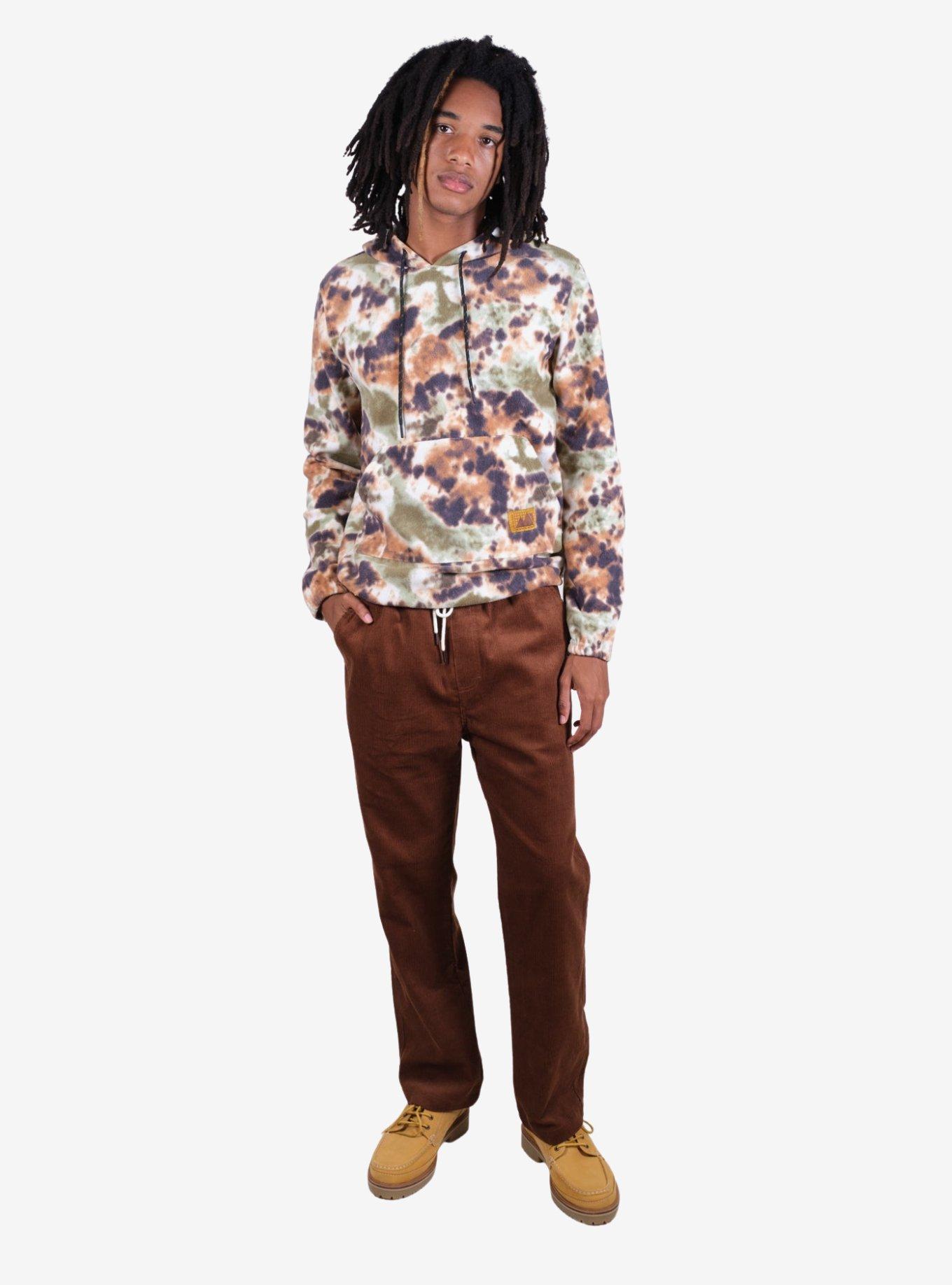 Earthy Tie Dye Polar Fleece Pullover Hoodie, MULTI, alternate