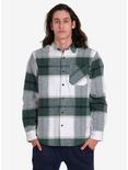 Green Thermal Lined Flannel Long Sleeve Shacket Button-Up Shirt Jacket, GREEN, alternate