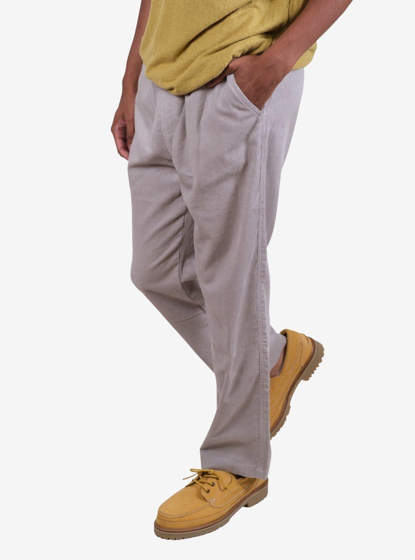 Light Grey Corduroy E-Waist Pants, GREY, alternate